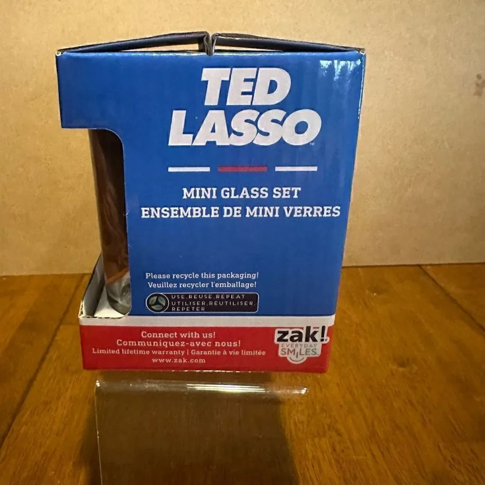Ted Lasso Apple TV Mini Shot Glass 4 Piece Set 2oz each New in box Zak!